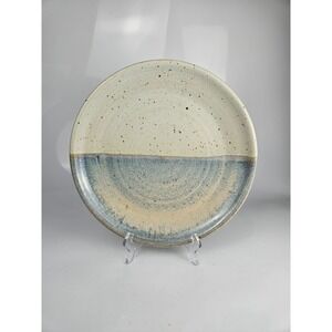 Studio Pottery Stoneware Platter Plate Blue Cream Speckled Glaze 12"